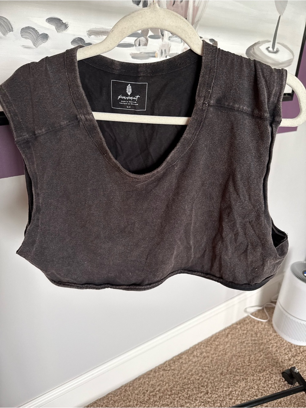 Free People Washed Black Cropped Muscle Tank